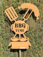 Edelrost Gartenstecker Bbq Time Mit Bierhalter Rankstab Rost Gartendeko Deko
