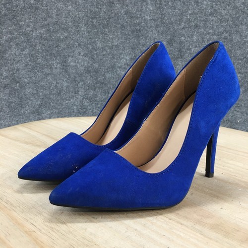 Charlotte Russe Heels Womens 7 Slip On Pointed Stiletto Pumps Blue Faux Suede - Picture 7 of 19