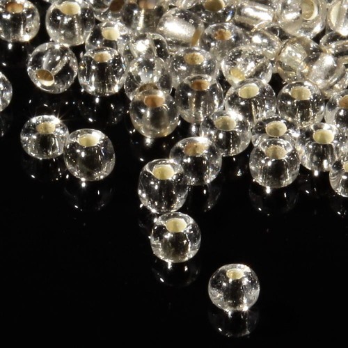 Lot (950) vintage silver lined crystal rondelle seed Czech glass beads