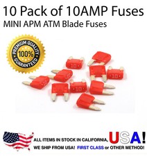 Premium 10 Pack 10 AMP Automotive APM ATM Mini Blade Fuses 10A