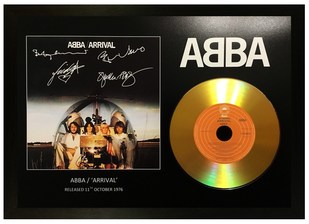 ABBA - 'ARRIVAL' SIGNED GOLD CD PHOTOGRAPH COLLECTABLE MEMORABILIA
