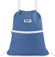 WANDF Drawstring Backpack String Bag Sackpack Cinch Water Resistant Dark Blue