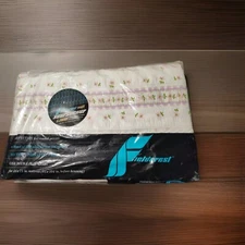 Vintage Fieldcrest BUTTERCUP LACE Seersucker Look DOUBLE Flat Sheet Pink NOS