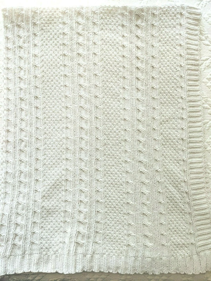 Nordstrom Knit Baby Blanket Chenille White 40in x30in - Image 3 of 4