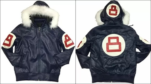 Herren Robert Phillipe 8 Ball Bomber Lederjacke mit Fellkapuze - Bild 13 von 15