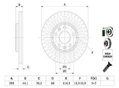 Original Bosch brake disc 0 986 479 E77 for Renault