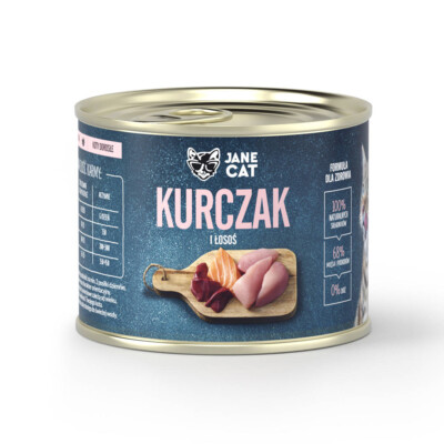 Jane Cat ADULT HÜHNCHEN LACHS 200g Nassfutter für Katzen ohne Getreide