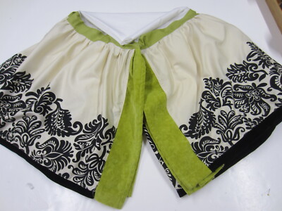 Elegant Black Lime Green Flocked Paisley Print w Velvet Trim Crib Bed  Skirt