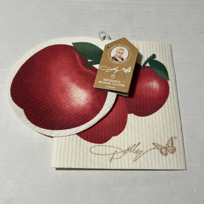 Dolly Parton 2 Piece Reusable Sponges Red Apple DG Collection