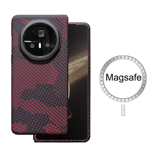 For Honor Magic V3 Magsafe Case Real Carbon Fiber Grids Thin Hard Magnetic Cover