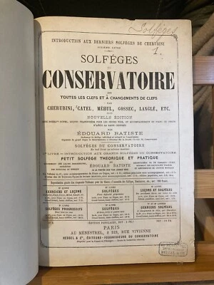 Solfège classiques du Conservatoire Mehul Cherubini Gossec Catel Heugel livre 6 - Photo 1/4