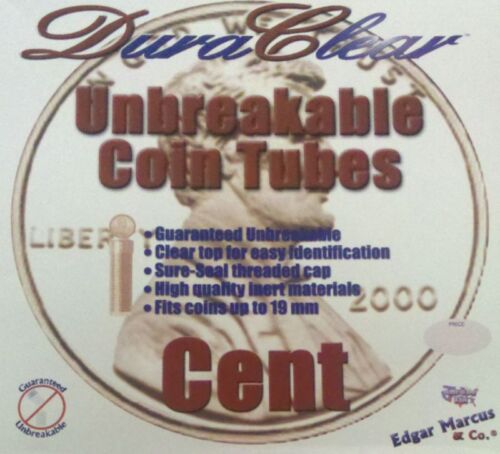 100 Duraclear Penny/Cent Coin Tubes NEW - Wheat storage - Afbeelding 1 van 3