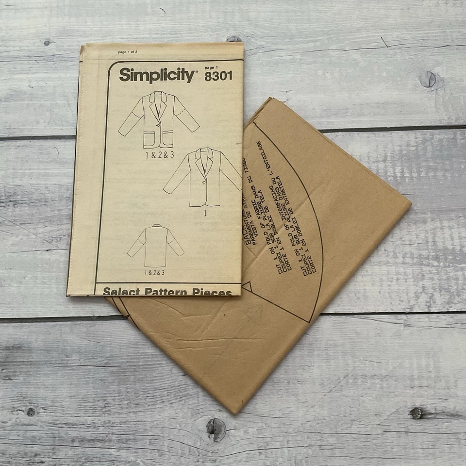 Simplicity 8301 Sewing Pattern Jacket Blazer Long Short Sleeves Miss 10-16 UNCUT - Image 3 of 3