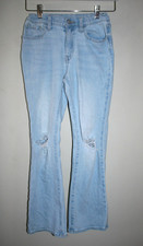 Girls Old Navy Light Blue High Rise Distressed Flared Jeans Adj. Waist Size 14