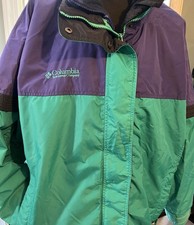 Columbia Women's Vintage 90 s Bugaboo Ski Jacket Radial Sleeve Teal Purple XL