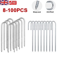 Heavy Duty J & U Shaped Rebar Stakes Ground Anchors Tent Pegs Trampoline Garden