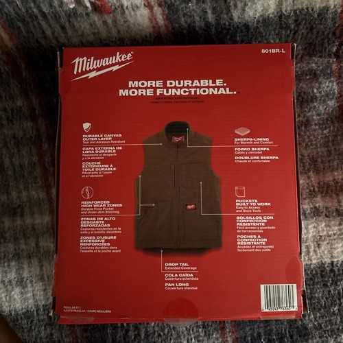 Milwaukee Mens Large Brown Heavy Duty Sherpa Lined Vest With 5 Pockets 801BR-L - Picture 7 of 8