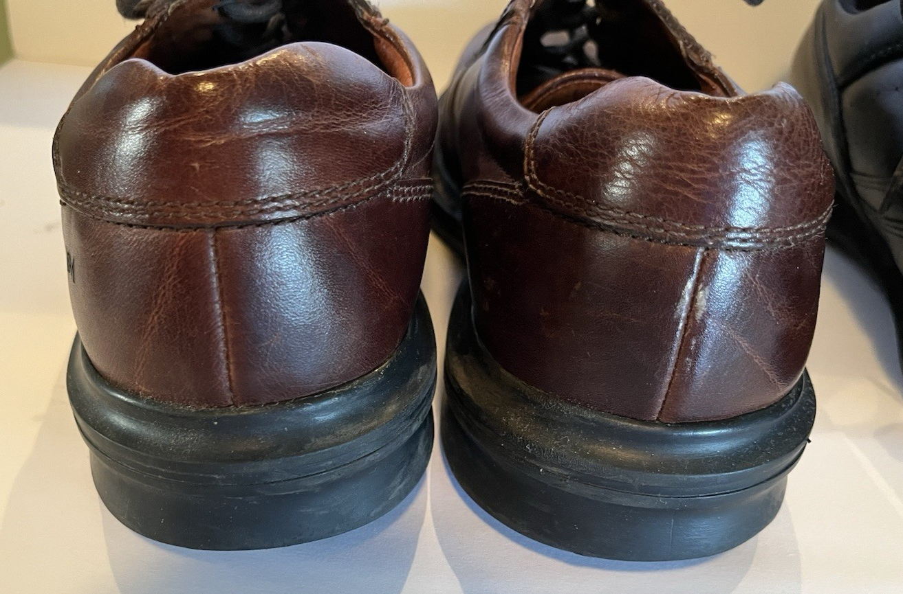 Lotto 3 paia scarpe Oxford uomo pelle Johnson Murphy & Rockport marrone e nero 9 5M