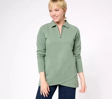 Sport savvy French Terry Quarter Zip Tulip Hem Tunic Heather Green 2XS A609790