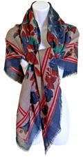 PEACOCK FEATHER Jacquard Scarf 52"x52" Wrap Shawl for Women ROSES TOO Beautiful