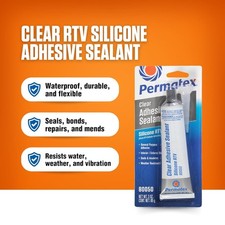 Permatex 80050 Clear RTV Silicone Adhesive Sealant, 3 oz