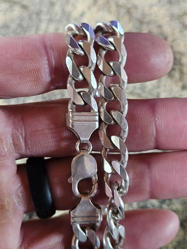 Cadena de plata de ley 925 ● Cubana ●93g ●20"● 11mm● Foto 4 de 4
