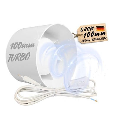 100mm Abluft Zuluft Grow Lüfter Inline Ventilator mit Kabel Stecker Schalter