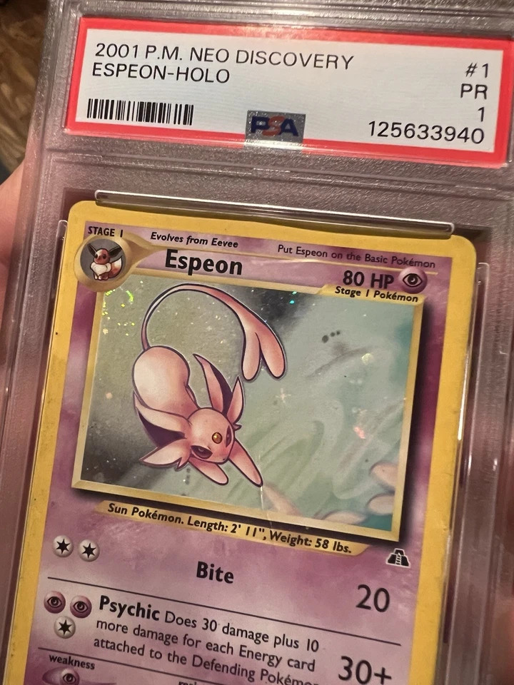 PSA 1 SWIRL 2001 Neo Discovery Espeon 1/75 Holo Foil Pokemon WOTC - Image 3 of 3