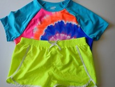 Girls Swim Lot of 2 Lands End Rash Guard XL 14-16 Cover Up Shorts Zero Xposur 16