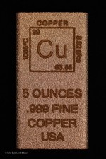 5 oz Copper Bar Element Design Made in USA | Rectangle Ingot Copper Bullion CU