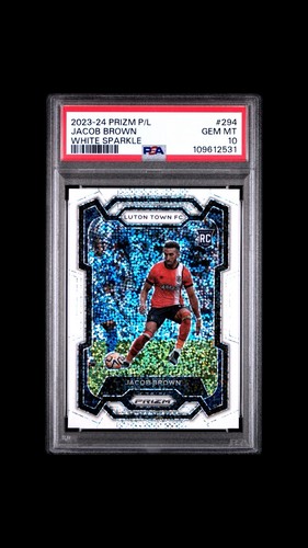 23/24 Panini Prizm PL Jacob Brown White Sparkle SSP RC PSA 10 POP 1 Luton