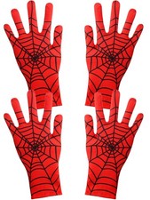 Geyoga 2 Pairs Spider Web Gloves Halloween Red and Black Child,