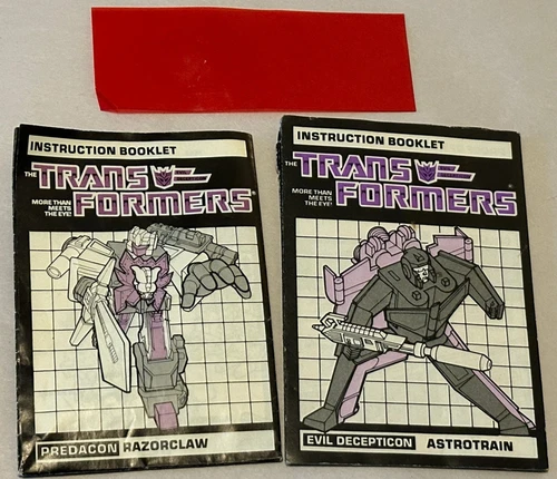 Transformers G1 Astrotrain & Razorclaw Instruction Booklets 1985 Vintage Hasbro