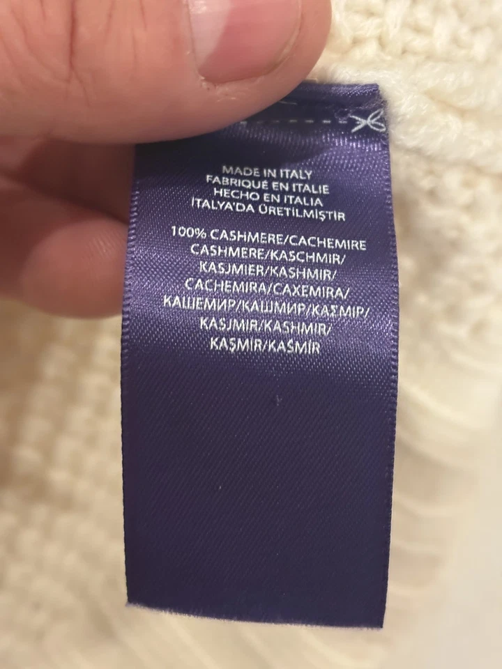 Suéter Ralph Lauren Etiqueta Púrpura 100% Cachemira Cuello Redondo Talla Grande Tejido Foto 3 de 4