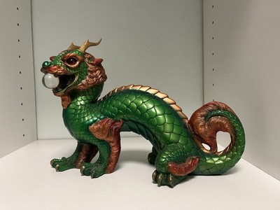 Vintage Pena Large Emerald Green Dragon w/ Crystal. Pre-Owned. Smll Chip on Ear.