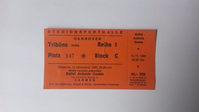 Ballet Antonio Gades - 1985 - Hannover - Konzertkarte - Ticket