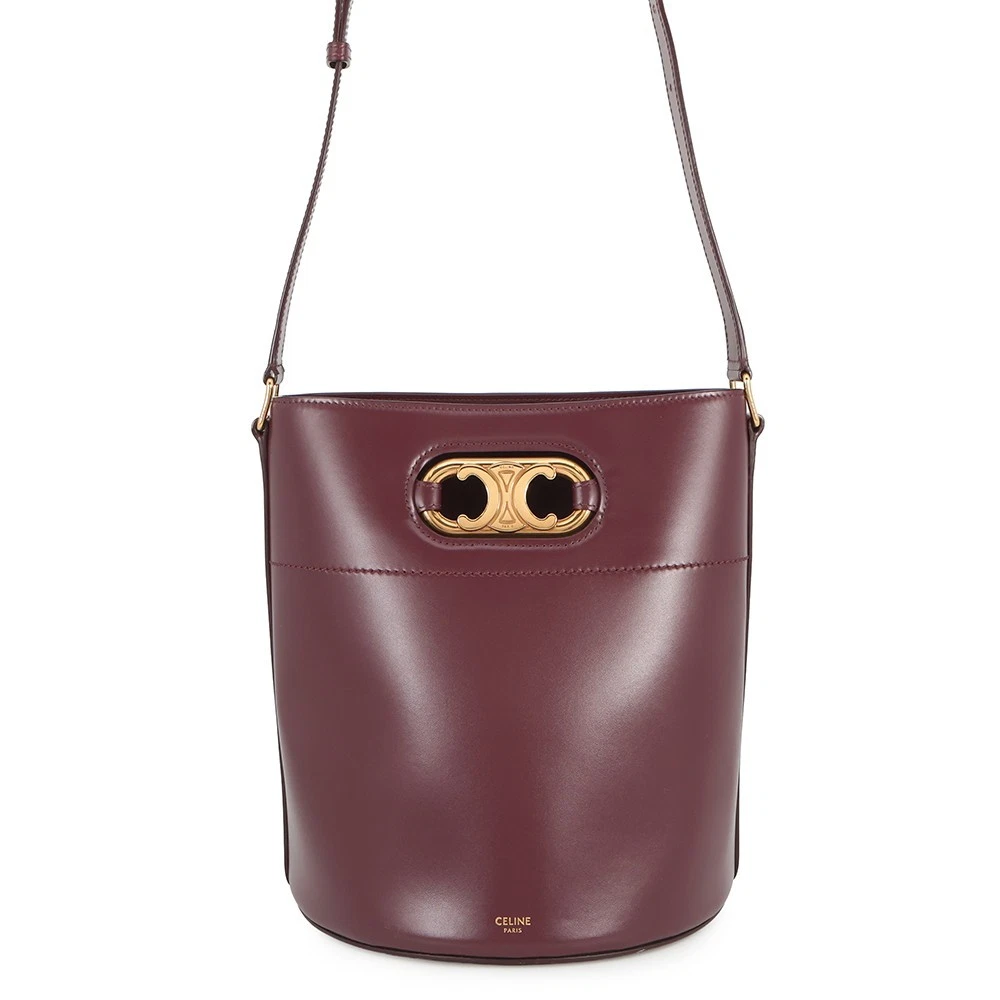 Celine — CELINE Maillon Triomphe Bucket Bag Leather Bordeaux 193043