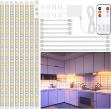 8 PCS Under Cabinet Lighting Kit Bright Lights Flexible Led Strip Home W/ Remote