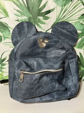 Disney Bioworld Mickey Mouse Ears Backpack Silver Mini Backpack Denim Look