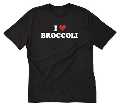 I Love Broccoli T-shirt I Heart Broccoli Shirt Cotton Short Sleeve Tee Veggies