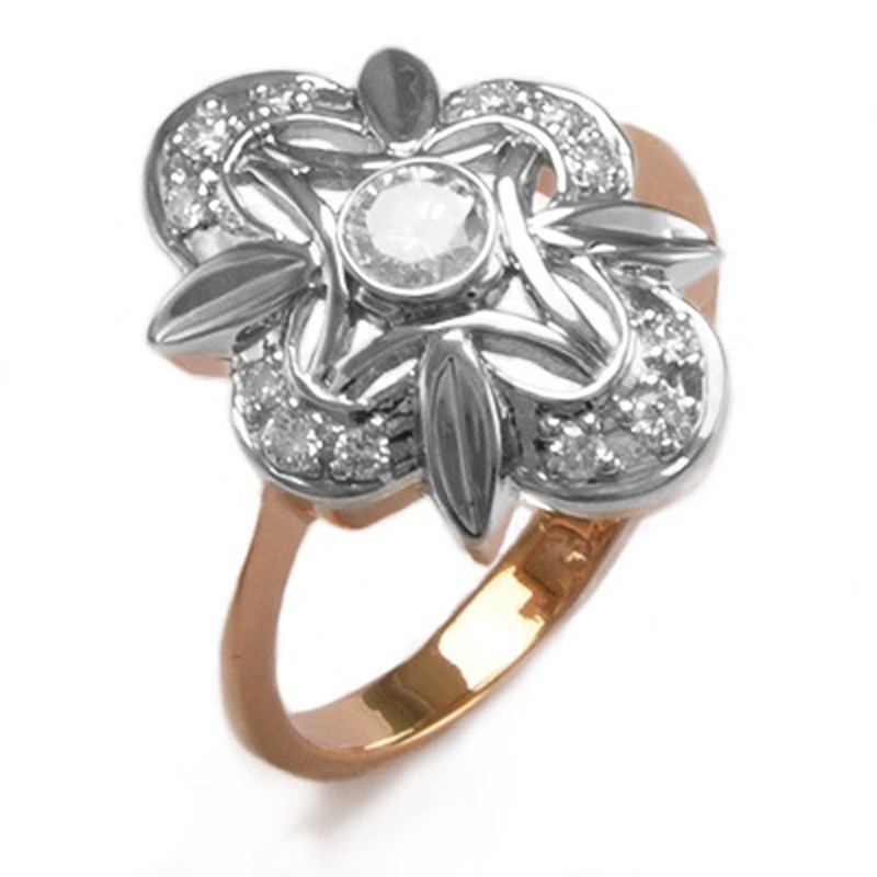 14K Solid Rose and White Gold Genuine Diamond Ring 5 to 9.5 #R953