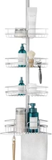 Adjustable Tension Pole Shower Caddy Corner Organizer, 4 Baskets, Chrome Finish