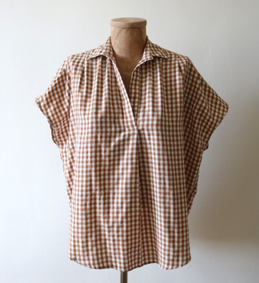 French Connection Brown/White Gingham Checker Oversized Women's Top small
