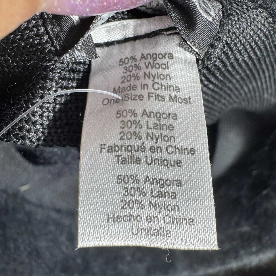 De colección Y2K Bebe Angora Lana Cubo Sombrero Negro Logo Difuso Años 2000 Retro Foto 4 de 4