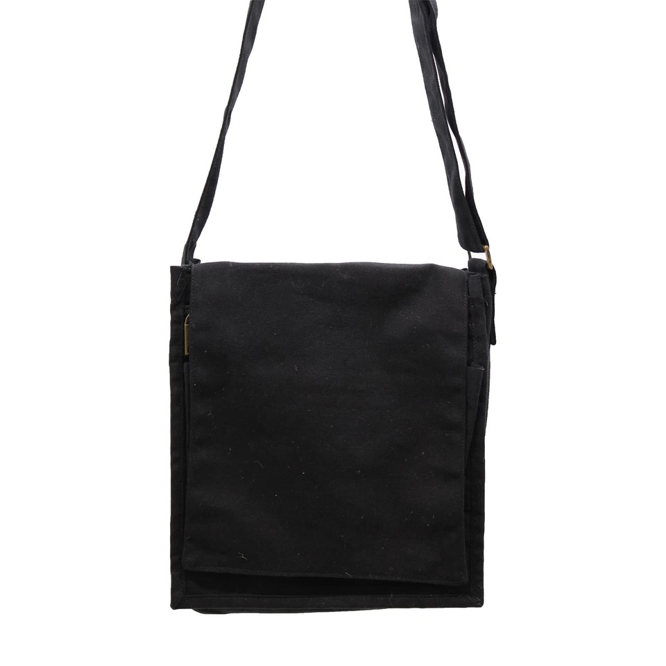 Cotton Canvas Messenger Bag - Black - Image 2 of 4