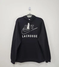 Nike Club Fleece Black Pullover Men's Lacrosse Athletic HoodieMen's Size Lrg 