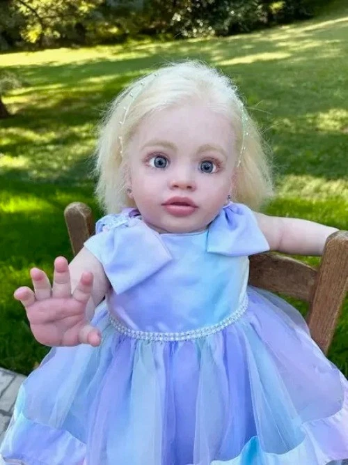Muñeca bebé renacida niña 26 pulgadas realista niño pequeño enraizado a mano cabello juguetes realistas regalo Foto 4 de 4