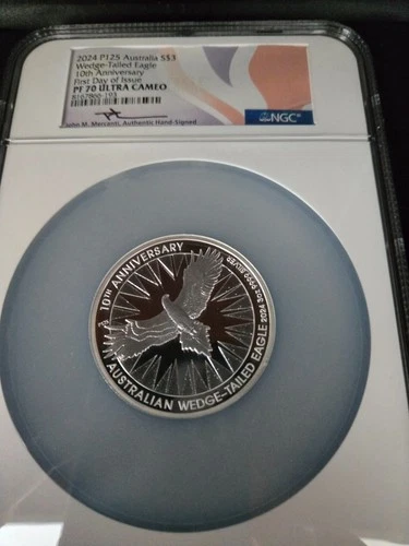 2024 P125 Australia S$3 Wedge-Tailed Eagle 10th Anniv NGC FDOI PF70 UC Mercanti
