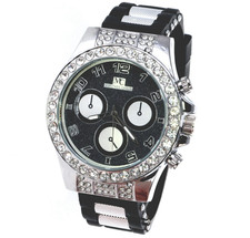 Men's Hip Hop Watch Iced Bling Rapper Big Stones Silicone Band Luxury Fashion
