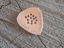 Copper guitar pick for dad - playable with holes to improve grip - gift for dad